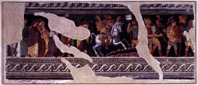 Fragment van een triomfscène door Giulio (school of) Romano