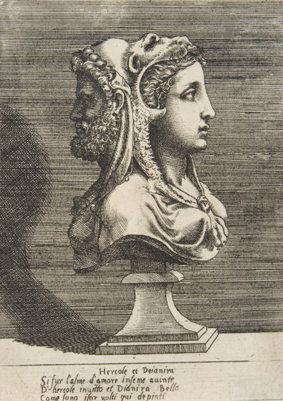 Buste van Hercules en Dejanira, ca. 1531-76 door Giulio Bonasone