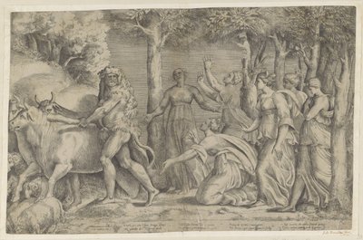 Hercules rooft de runderen van Geryon door Giulio Bonasone