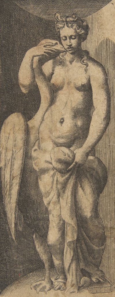 Leda en de zwaan, ca. 1531-76 door Giulio Bonasone