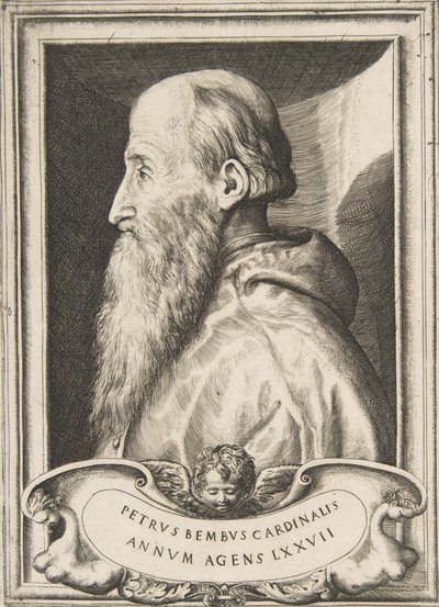 Portret van Kardinaal Pietro Bembo naar links kijkend, 1572 door Giulio Bonasone