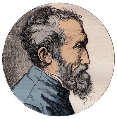 Portret van Michelangelo Buonarroti door Giulio Bonasone