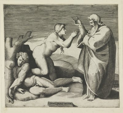 Schepping van Eva door Giulio Bonasone