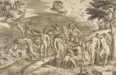 Het Oordeel van Paris, ca. 1550-1560 door Giulio Bonasone