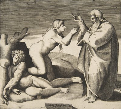 De Schepping van Eva die Achter Adam Verschijnt, ca. 1530-70 door Giulio Bonasone