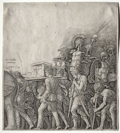 De Triomfen van Caesar: De Borstplaatdragers door Giulio Campagnola