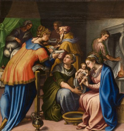 Kapel van Onze Lieve Vrouw van het Volk, Eerste span noordzijde, Geboorte van de Doper 1569 door Giulio Campi