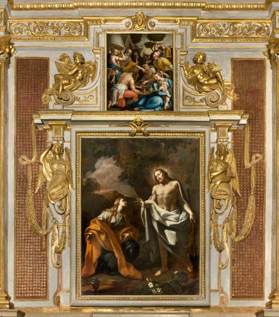 Kapel van het Heilig Sacrament, Eerste span noordzijde, Noli me tangere, Verschijning van Christus aan de Magdalena 1750, Verzameling van Manna 1569 door Giulio Campi