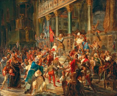 Het verzamelen van de soldaten Viva Messer Vittore Pisani!, 1864 door Giulio Carlini