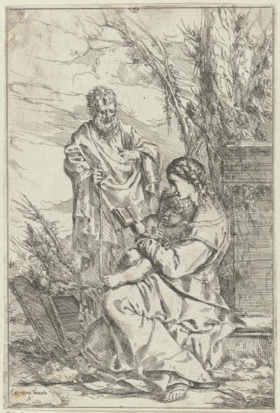 Heilige Familie met Maria lezend door Giulio Carpioni (I)