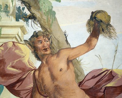Nimf Corsica achtervolgd door Satyr die haar pruik aftrekt door Giulio Carpioni door Giulio Carpioni