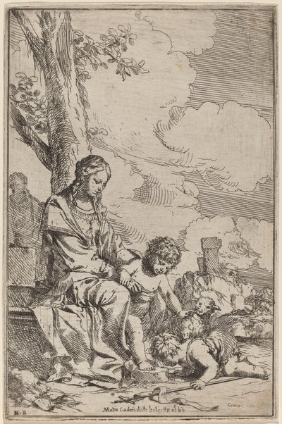 De Maagd en het Kind met Sint Jan de Doper door Giulio Carpioni