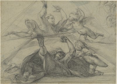 Plafondstudies van een Profeet en een Putto van Onderaf Gezien door Giulio Cesare Procaccini
