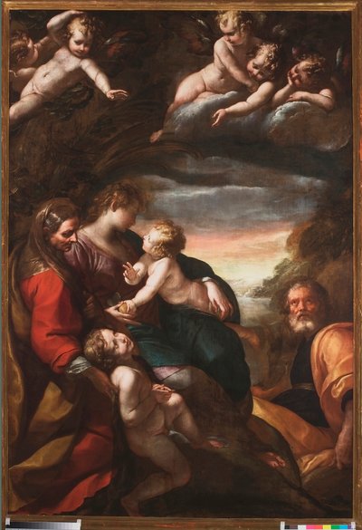 Heilige Familie met Sint-Jan en Sint-Elizabeth, ca. 1610-20 door Giulio Cesare Procaccini