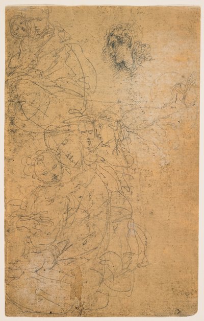 Studien der Madonna mit Kind (recto); Kniende Jungfrau (verso) door Giulio Cesare Procaccini