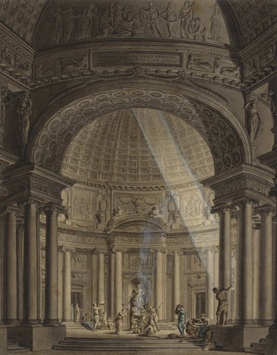 Rondtempel met offerscène door Giulio Quaglio