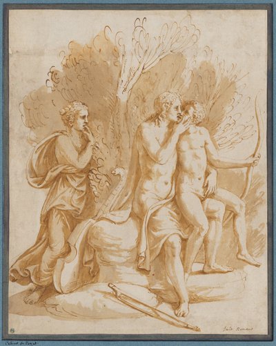 Apollo met een minnaar door Giulio Romano