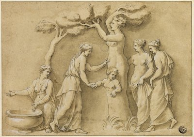 Geboorte van Adonis door Giulio Romano