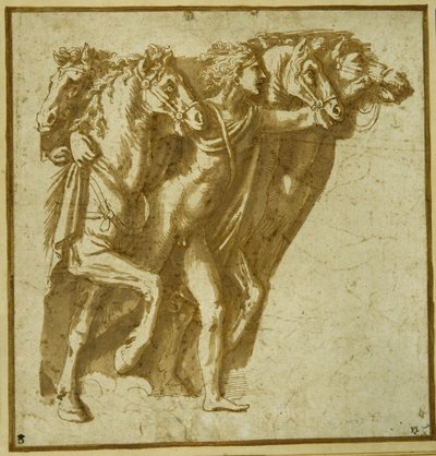 Dageraad: Apollo met de paarden van de zon door Giulio Romano