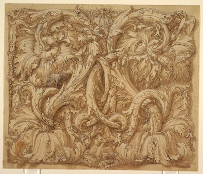 Ontwerp voor Acanthus Rinceaux met Dieren en Vogels door Giulio Romano