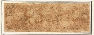 Tekening, Gevechtsscène, 1524-46 door Giulio Romano