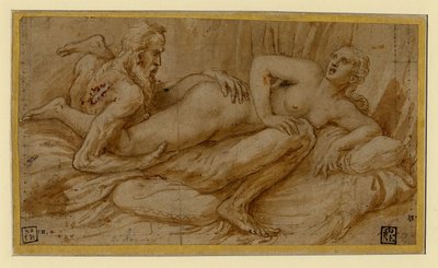 Erotische scène door Giulio Romano