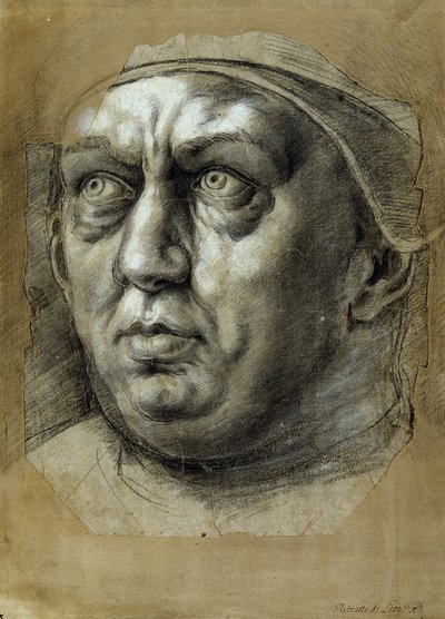 Hoofd van Paus Leo X door Giulio Romano