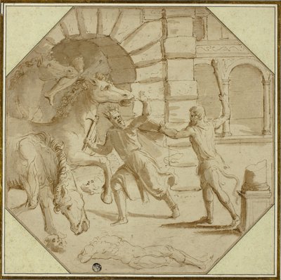 Hercules verslaat koning Diomedes door Giulio Romano