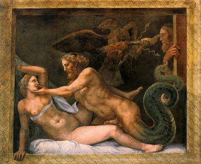 Jupiter en Olympia, 1526-1534 door Giulio Romano
