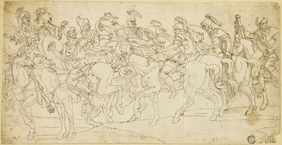 Romeinse cavalerie op mars door Giulio Romano