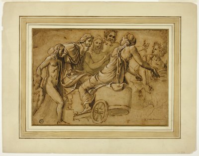 Studie voor Venus die Jupiter Vraagt om de Diensten van Mercurius als Bode door Giulio Romano