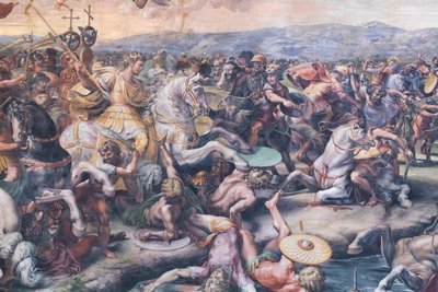 De Slag bij de Milvische Brug (detail) door Giulio Romano