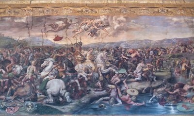 De Slag bij de Milvische Brug, in de Kamer van Constantijn, Raphael Rooms, ca. 1520-24 door Giulio Romano