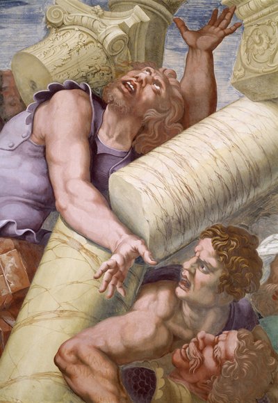 De Val van de Reuzen (Titanen) (Noordmuur), detail. Fresco door Giulio Pippi de