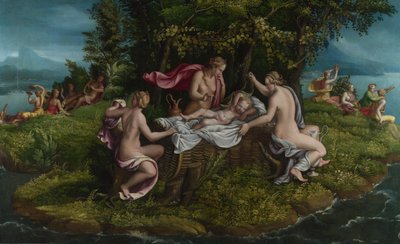 De jeugd van Jupiter, 1530s door Giulio, Romano