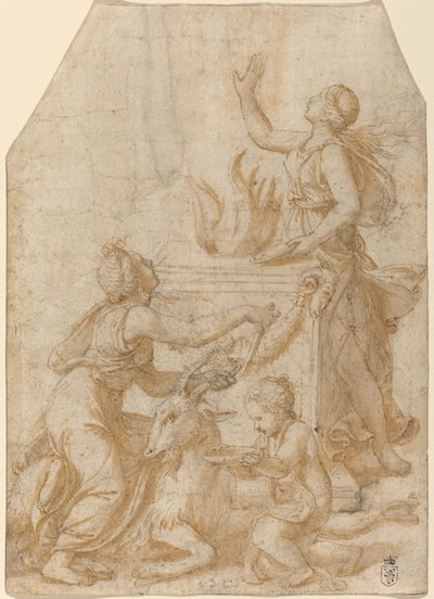 Het offer van een geit aan Jupiter door Giulio Romano
