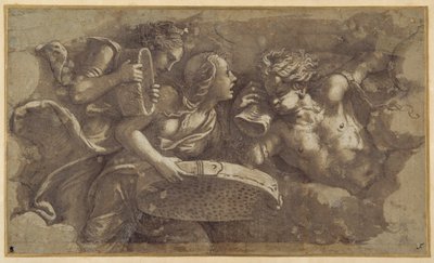 De Vestaalse Tuccia met de zeef door Giulio Romano