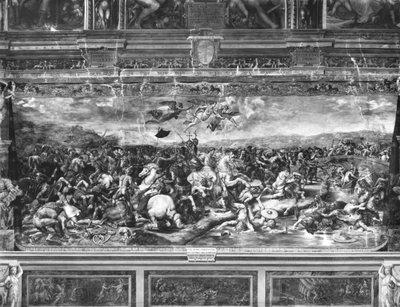 De slag bij Constantijn, uit de Sala di Costantino, Raphael Rooms door Giulio Romano