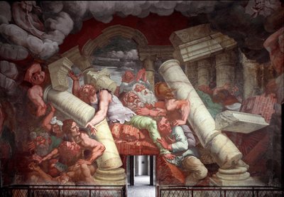 De val van de Geants (of Titanen) door Giulio Romano