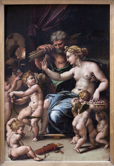 Venus en Vulcanus door Giulio Romano