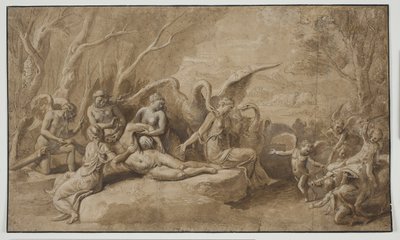 Venus Treurt om de Dood van Adonis door Giulio Romano