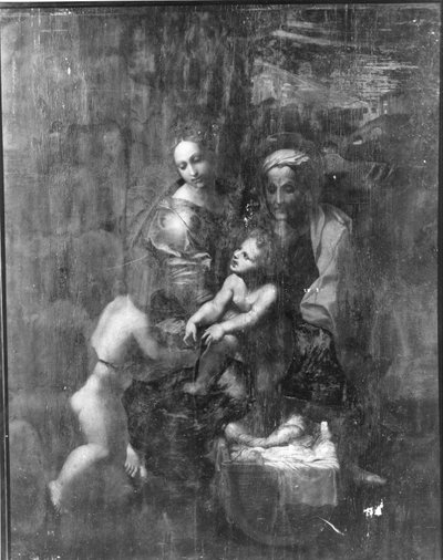 Madonna en Kind met heiligen Elizabeth en Johannes door Giulio Romano Raphael