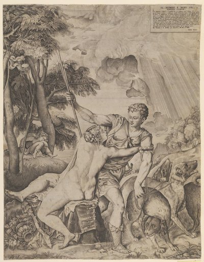 Venus en Adonis door Giulio Sanuto