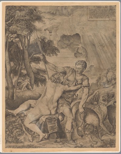 Venus en Adonis door Giulio Sanuto