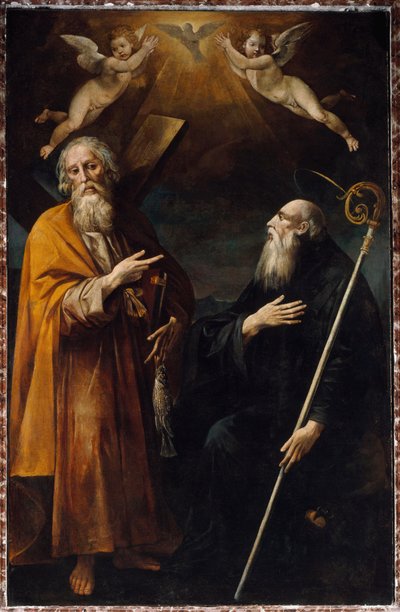 Voorstelling van Sint Andre en Sint Benedictus van Nursie door Giuseppe Cesari