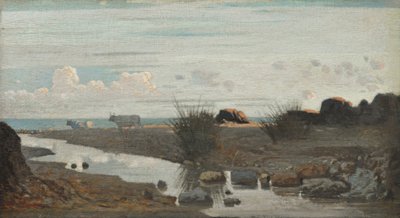 Lido met grazende ossen door Giuseppe Abbati