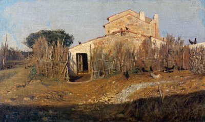 Het huis van Diego Martelli, door Giuseppe Abbati, olieverf op doek door Giuseppe Abbati