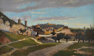 Muren van San Gimignano, ca. 1862 door Giuseppe Abbati