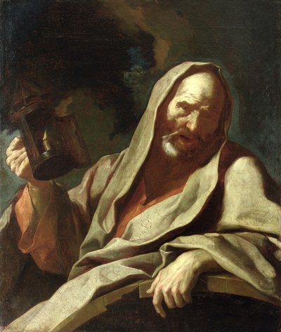 Diogenes (c.412-323 v.Chr.) met zijn lantaarn door Giuseppe Antonio Petrini