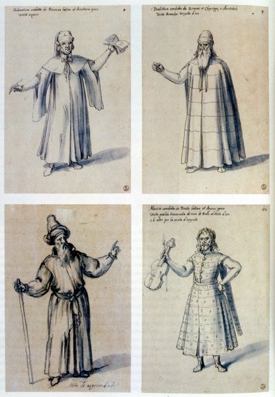 Kostuumontwerp voor klassieke figuren door Giuseppe Arcimboldi